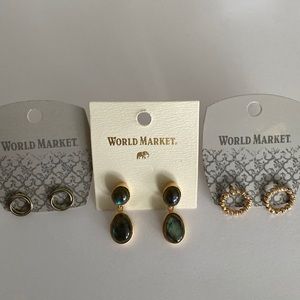 World Market pierced earrings set of three